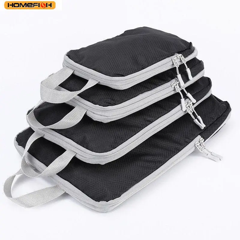 Homefish 4 Pcs Compressible Travel Organizer Bag Vertical Waterproof Multi-functional Business Luggage Storage Pouches Set