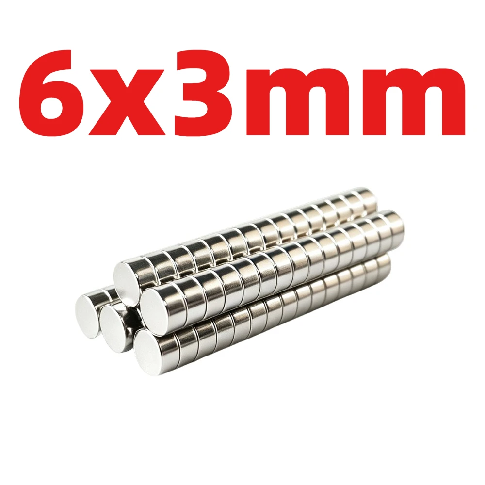 6x3mm Round Magnet, Multipurpose Circular Magnetic Discs for Refrigerator, Workbench, Bathroom Fixtures, Household, Workshop
