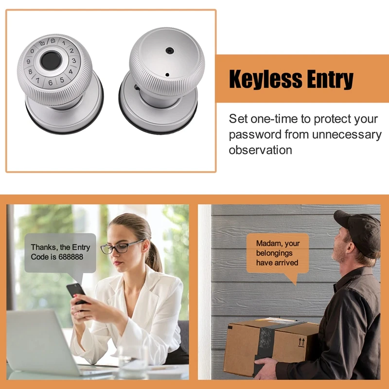 Fingerprint Door Lock-Smart Door Handle, Keyless Door Handle With Password Keypad For Bedroom Smart Door Lock