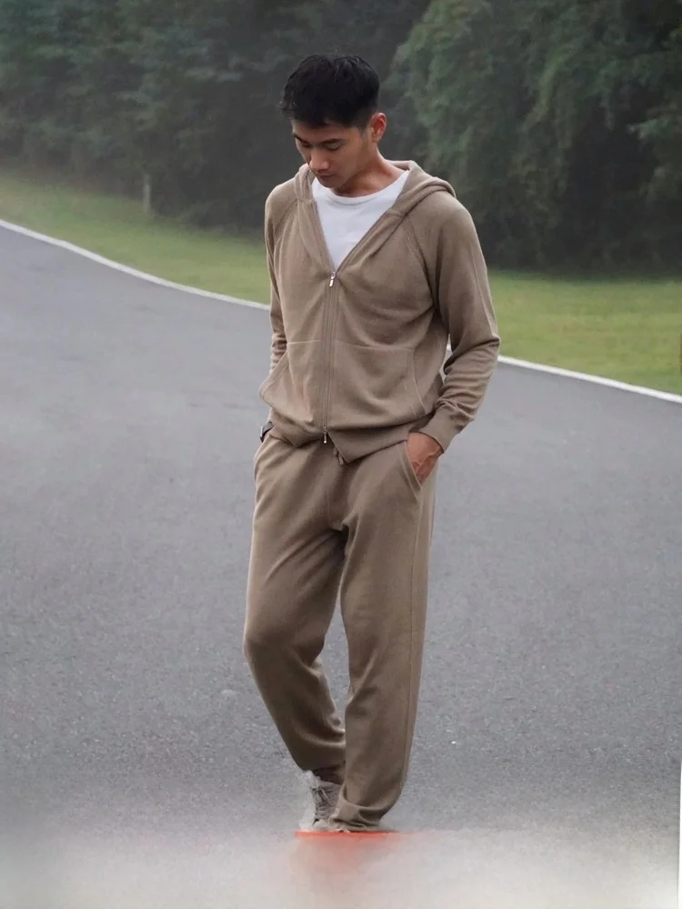 

Italian Sle Men's Wool Blend Camere Soft Comfortable Casual Sportswear Set Autumn Winter Long Sve Long Pants