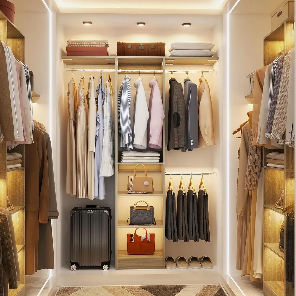 منظم خزانة 4 أقدام مع 4 قضبان و3 أرفف، نظام تخزين موفر للمساحة 80 بوصة ارتفاعًا لغرف النوم الصغيرة وغرف الملابس