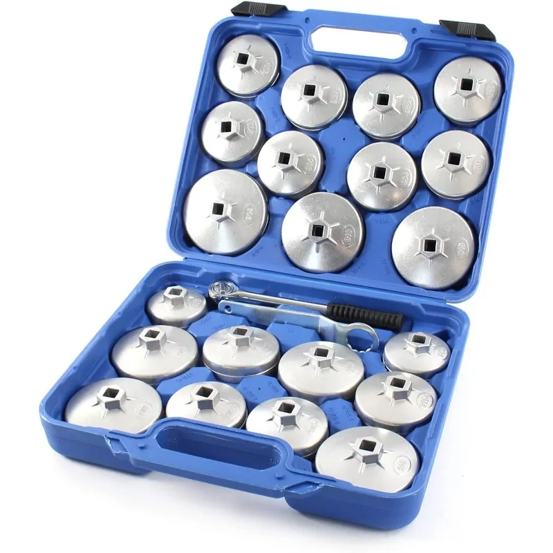 23Pcs Oil Filter Cap Removal Wrench Socket kit Set Ratchet Spanner Cup Type For Portable Storage Case Auto Car Disassembly Tool