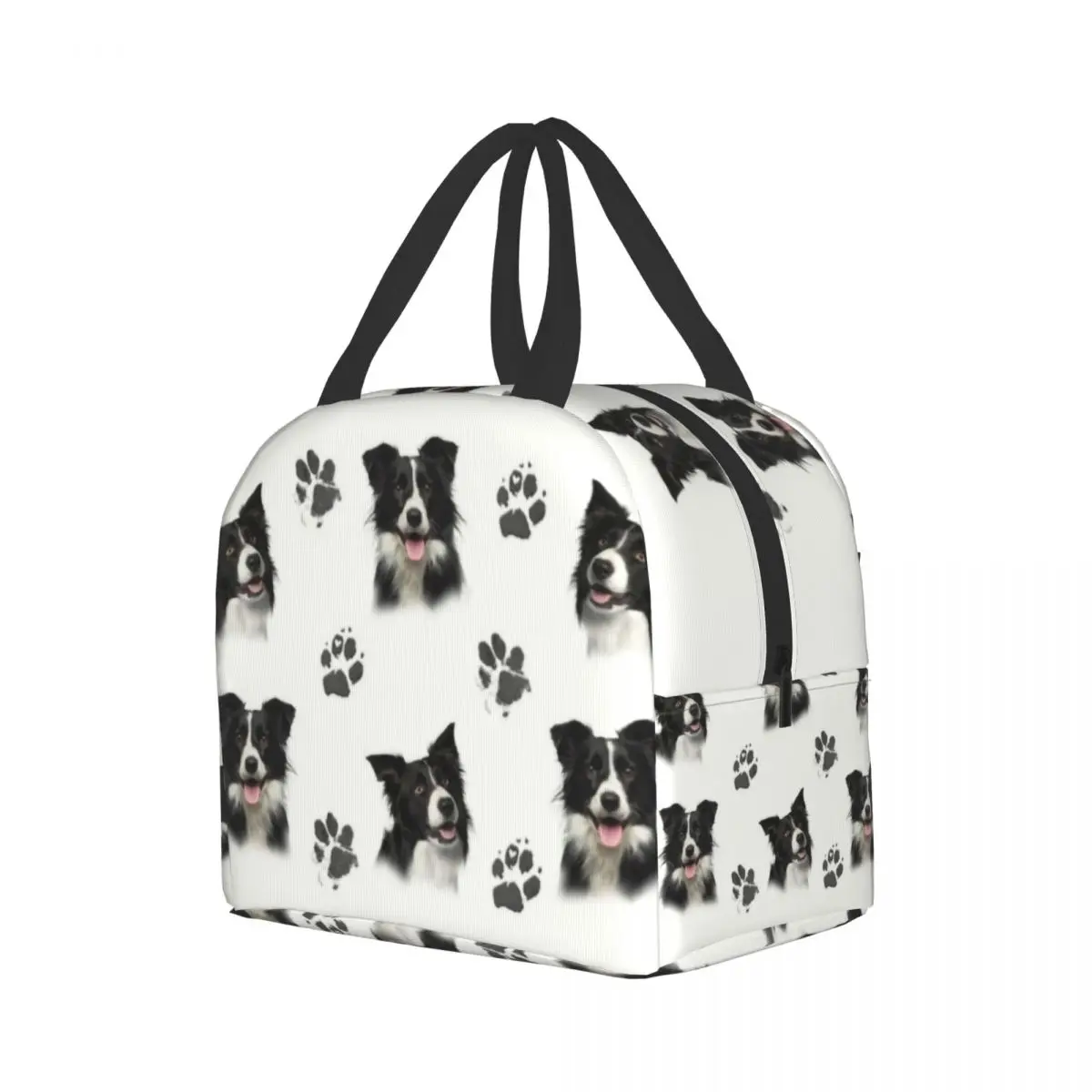 Custom Border Collie Lunch Bag Women Thermal Cooler Insulated Lunch Boxes for Kids School Children Fruit Fresh Storage Bag