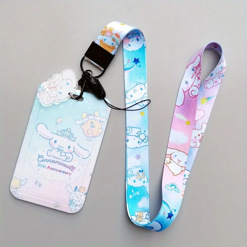 Cartoon Big Ear Dog Credential Holder Little White Dog Lanyards for Keys Neck Strap ID Card Gym Phone Charm Straps Key rings