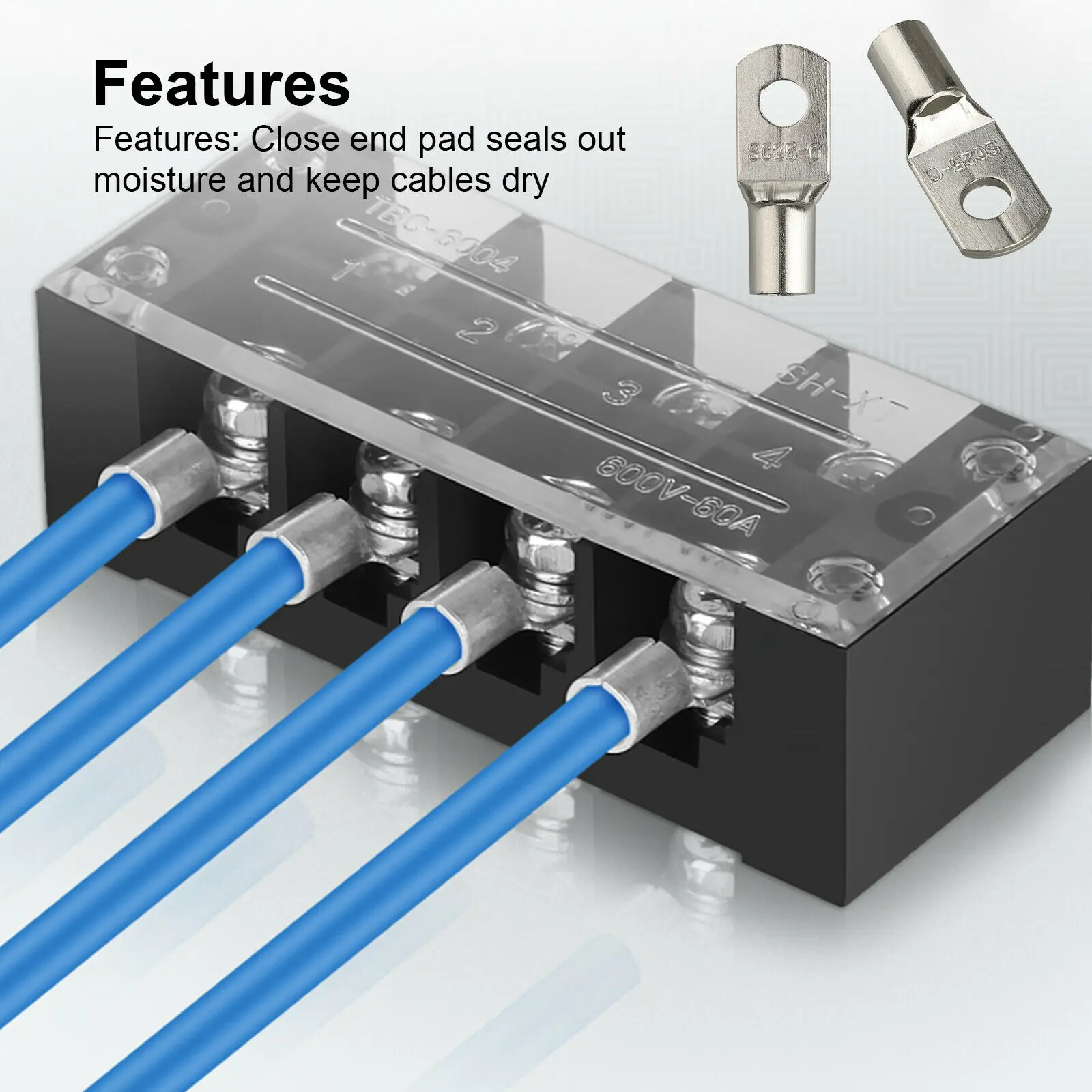 50/25/10PCS Tinned Copper Lugs Ring Crimp Terminals Battery Wire Welding Cable Connectors Hole ID 6mm 8mm 10mm Crimp Connector