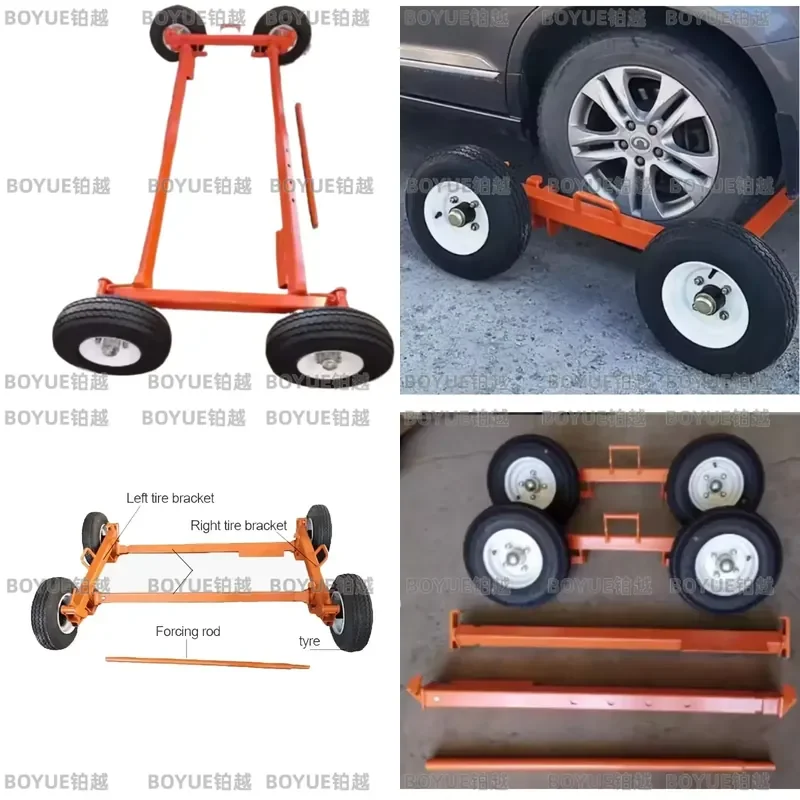 Heavy Duty Car Dolly 3T Capacity Vehicle Mover Tow Jack Large Wheel Rolling Skates Auto Repair Tool for Garage Workshop Use