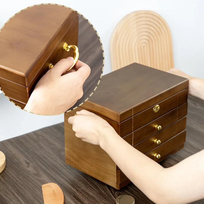 Solid wood jewelry box storage box, high-end exquisite wooden national style, hand jewelry gift decoration