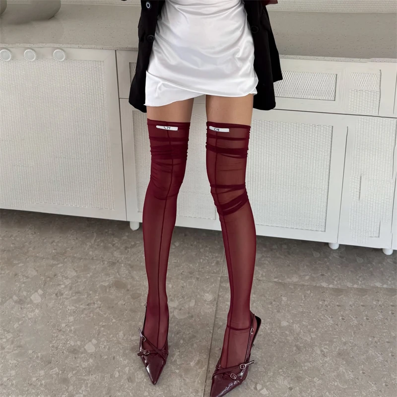Sexy durchsichtige Netzstrümpfe für Damen, oberschenkelhohe, durchsichtige, atmungsaktive Sommersocken im JK-Stil, vielseitige Dessous über dem Knie