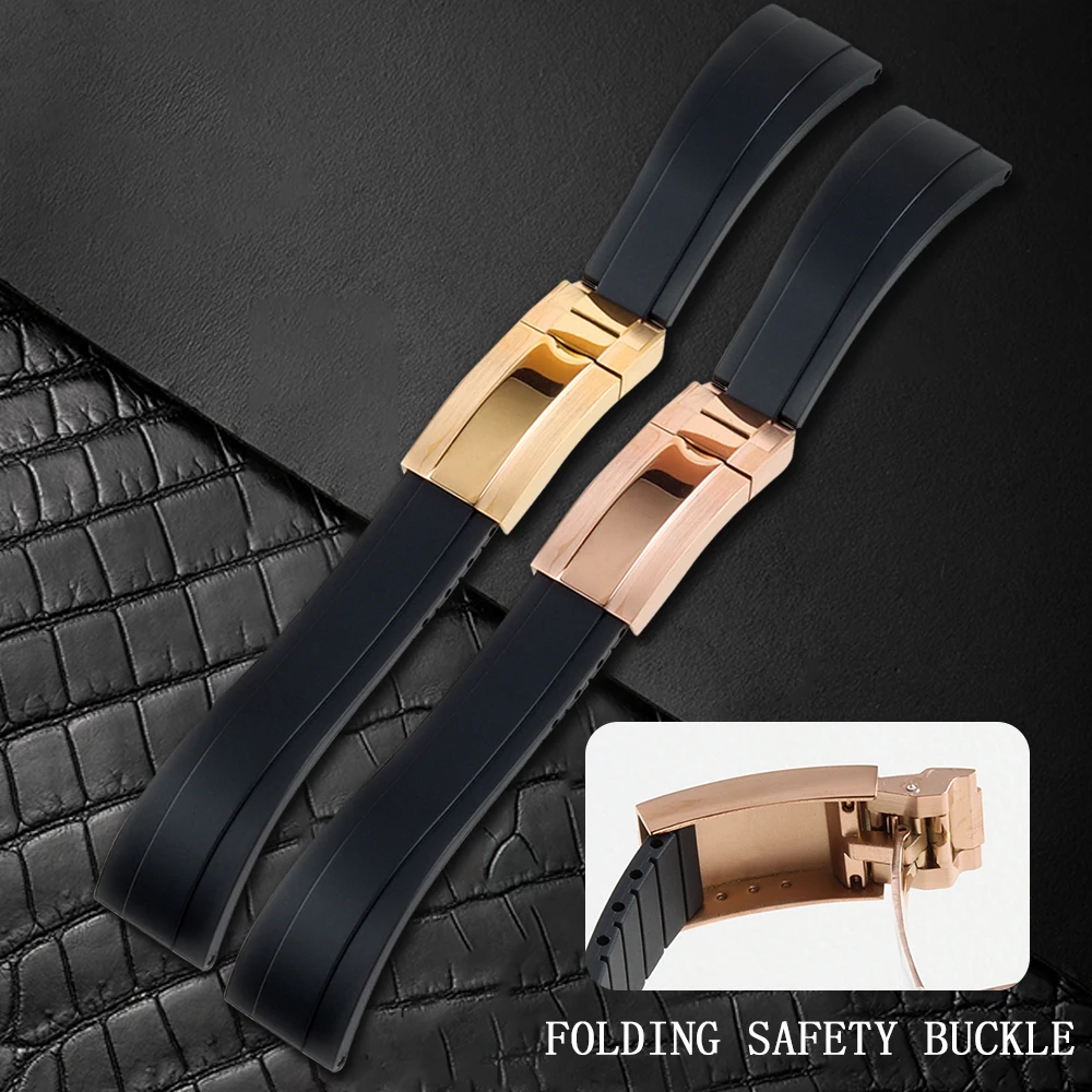 

20mm Black Watch Bracelet Gold/Rose Gold Pvd Stainless Steel Clasp Wahtchband for NH35 Case SUB/GMT/Yacht-Master Watch Case