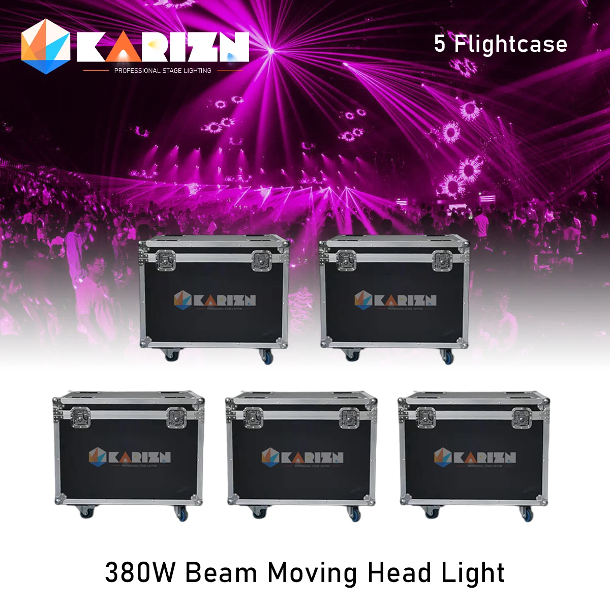 

0 Tax 5Pcs 380W 20R Shake Head DMX Beam Light With Rotating 8+16+24 Prism Stage Effect For DJ Parties Disco Club Wedding Concert