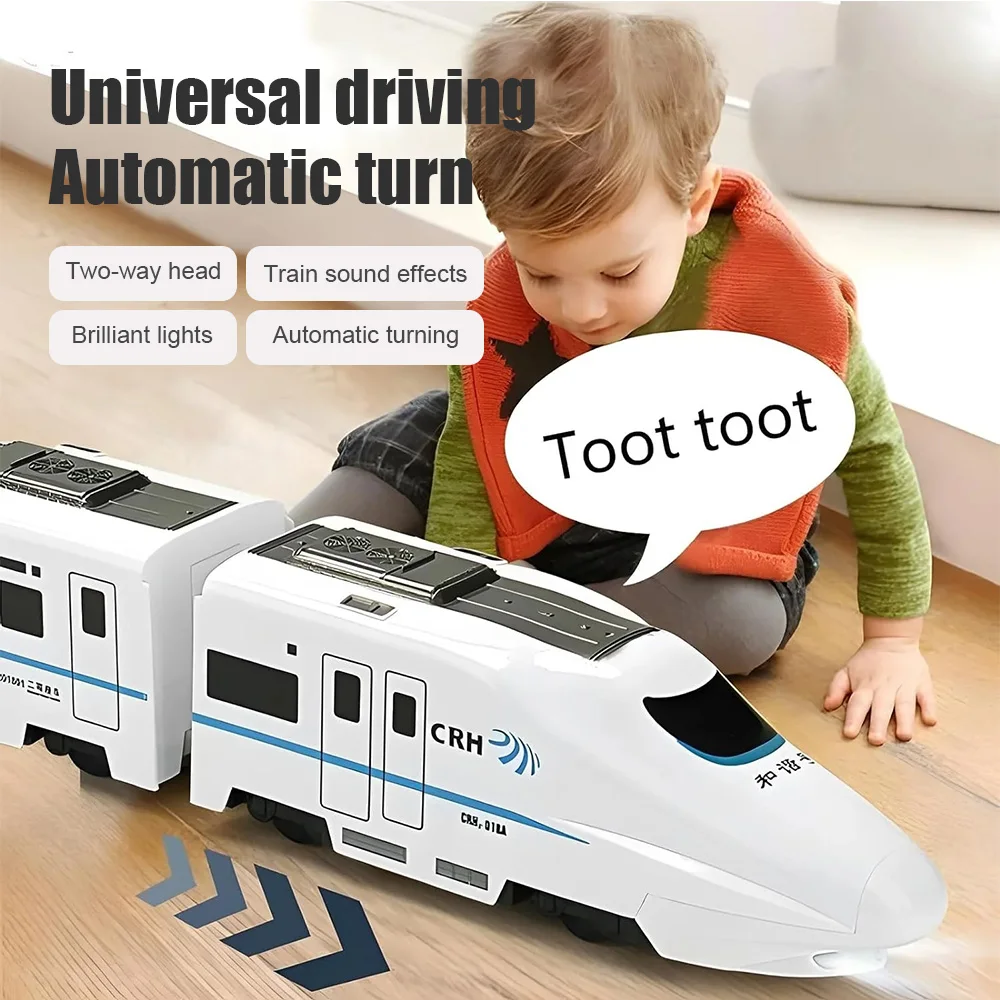 

Высокоскоростная игрушка-электрический поезд Harmony со звуком и светом, автоматическое рулевое управление STEM, развивающая игрушка для взаимодействия родителей и детей