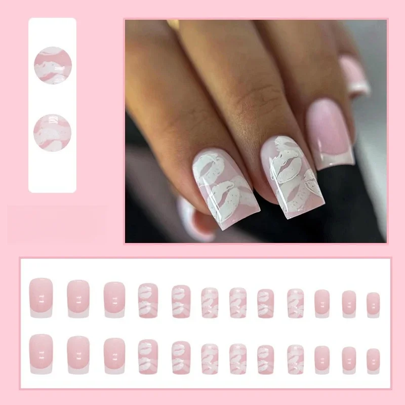 24pcs/set Porhanyós Friss Éretlen Leopárd nyomtatás Design Állóképes Ál- nails Csináltatás cserélhető Fehérneműs szekrény -en Köröm Francia akril Bűvészkellék nails