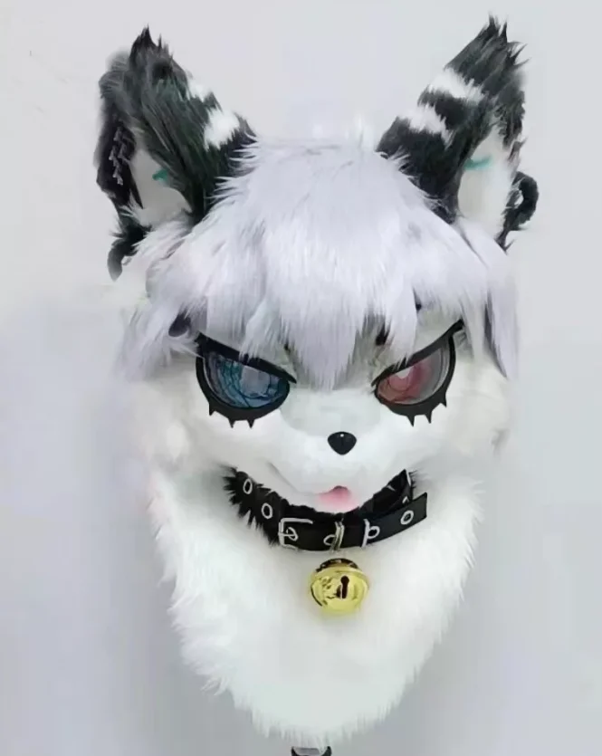 Handgemaakte fursuit mascotte kostuum Halloween Husky hoofddeksel pluche Cosplay vermomde vos cosplay