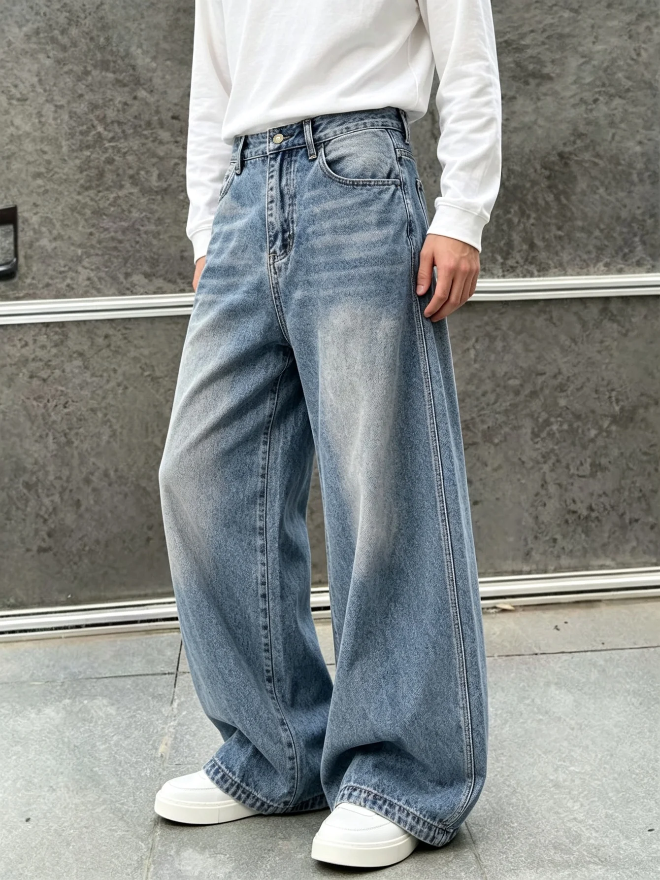 Trendy Y2K Style Men Denim Jeans, American Street Casual Trousers, Ideal Present for Husband & Lover