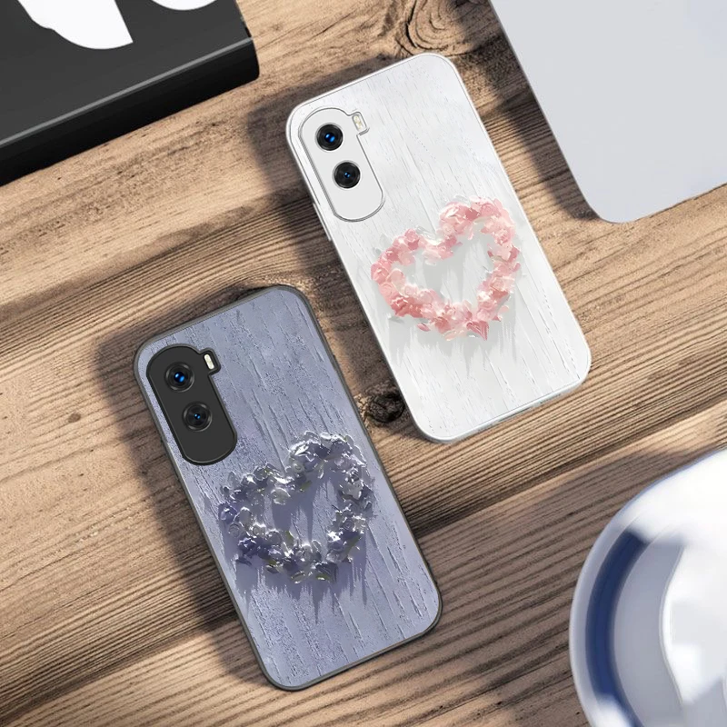 Heart-shaped flower For Honor 200 90 8X 9X Pro Lite P50 P40 Nova 10 11i P60 Magic4 6 Mate 20 50 Tempered Glass Phone Case