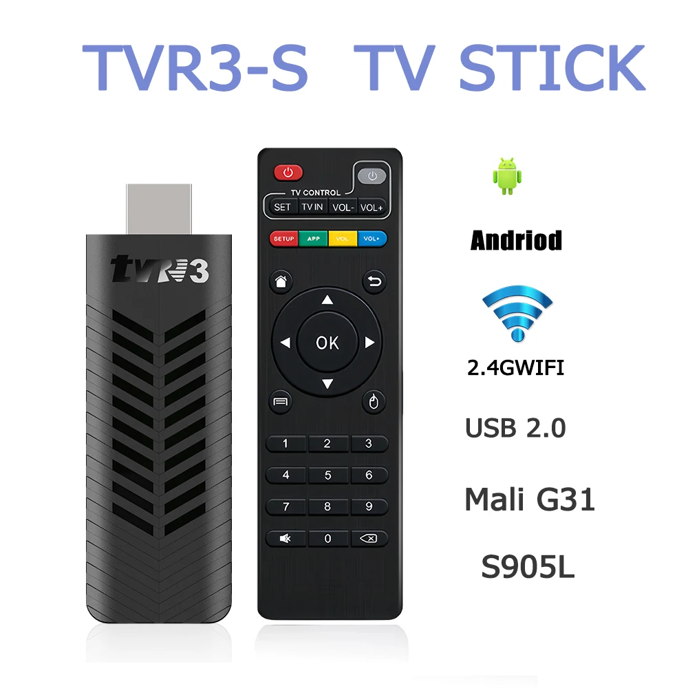 New Mortal Smart TV Stick TVR3-S Android CPU S905l 2GB16GB Support WiFi 4K Google TV Stick Language Streaming Media Player