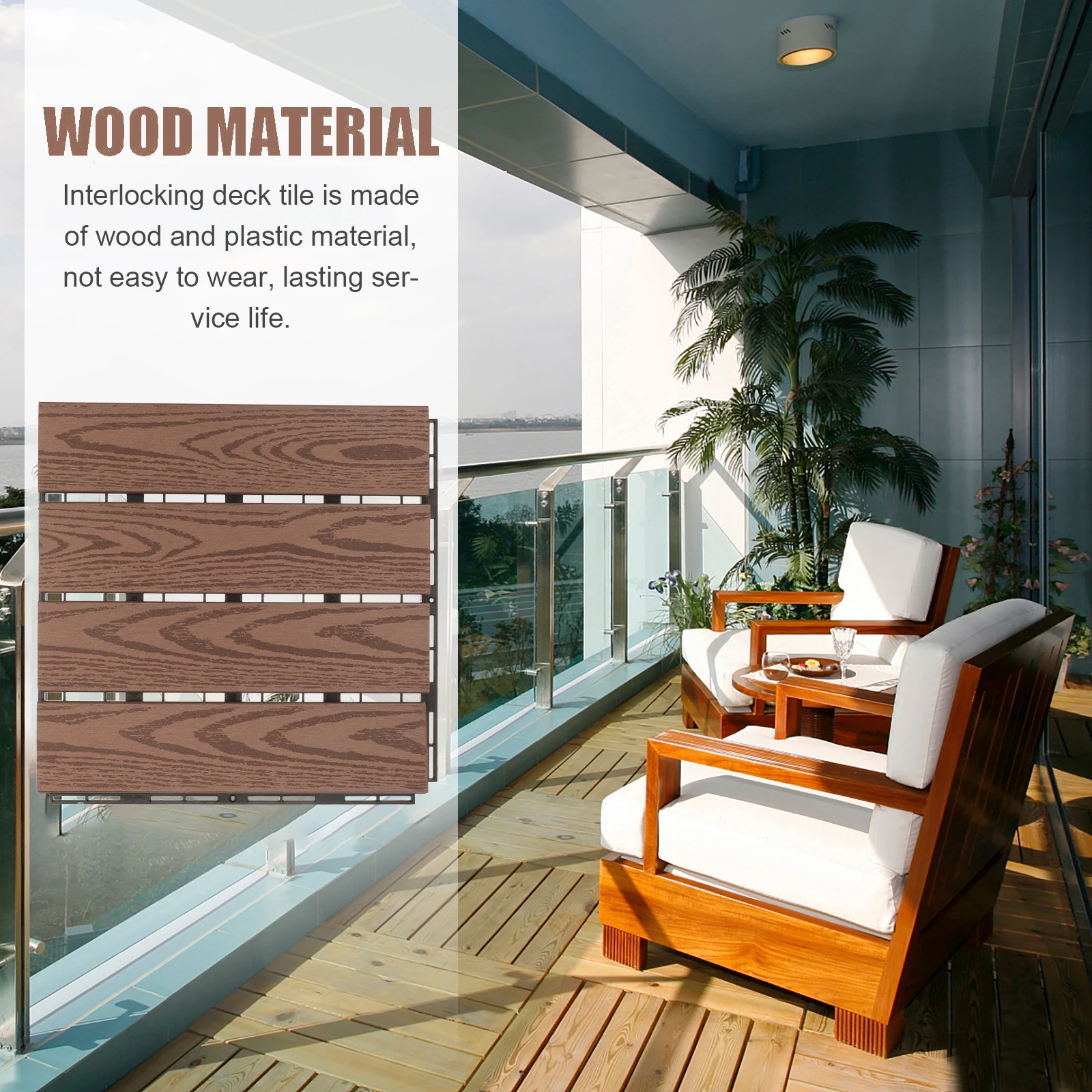 

Interlocking Decking Tile Outdoor Patio Flooring Vintage Plastic Balcony Tiles Garden Walkway Floor Covering Tiles