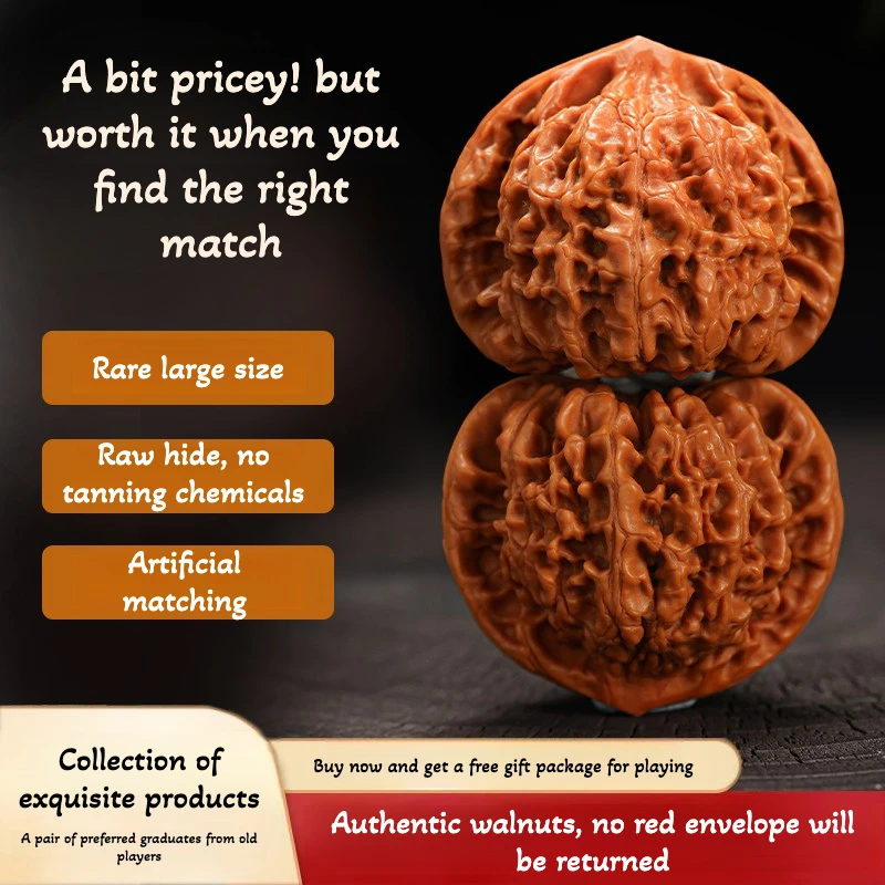 Large Size Qilin Pattern Wenwan Walnuts Hand Massage Fidget Toy Collectible Chinese Antique Handhold Ornament Perfect Gift For