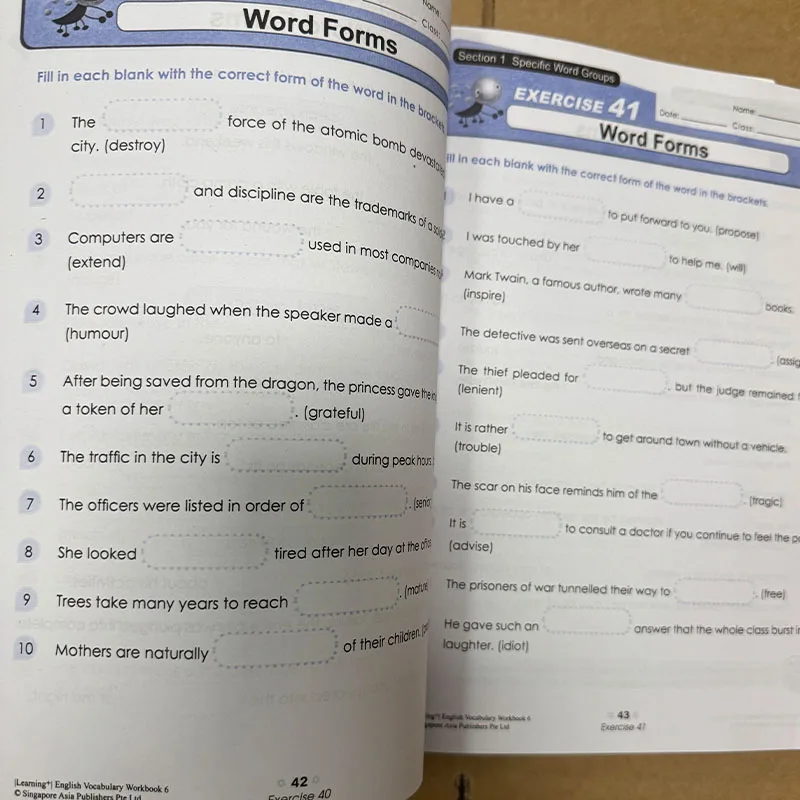 مفردات سنغافورة من المفردات التعلمية Sap 6 كتاب/مجموعة كتب اللغة الإنجليزية من الصف الأول إلى السادس