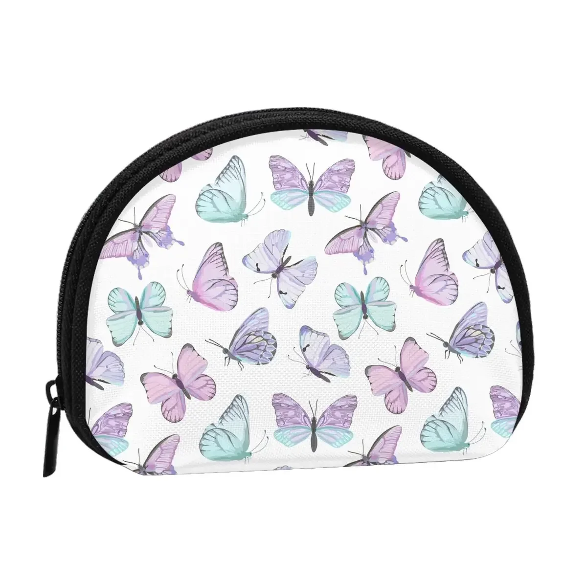 Monedero con estampado de mariposa y leopardo para mujer, bolsa plateada portátil para compras, Mini tarjeta de crédito de viaje, regalo de identificación