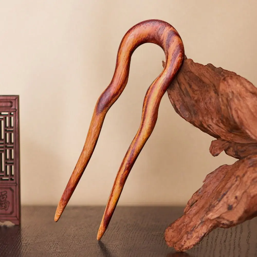 

Girl Hair Accessories Cheongsam Black Sandalwood Wood Hanfu Hair Sticks Wooden Hairpin U Shape Hairpin Chinese Style Headwear