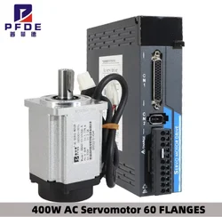 Servomotor 400W AC Kit de accionamiento de servomotor 3000rpm 60 controlador de brida + codificador magnético de 17 bits + cable codificador CNC + cable blindado