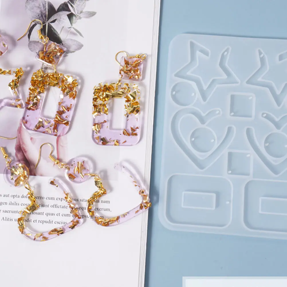 

2 Pcs DIY Glue Drop Mold Charm Silicone Molds Necklace Epoxy Jewelry Silica Gel Lovers Pendant
