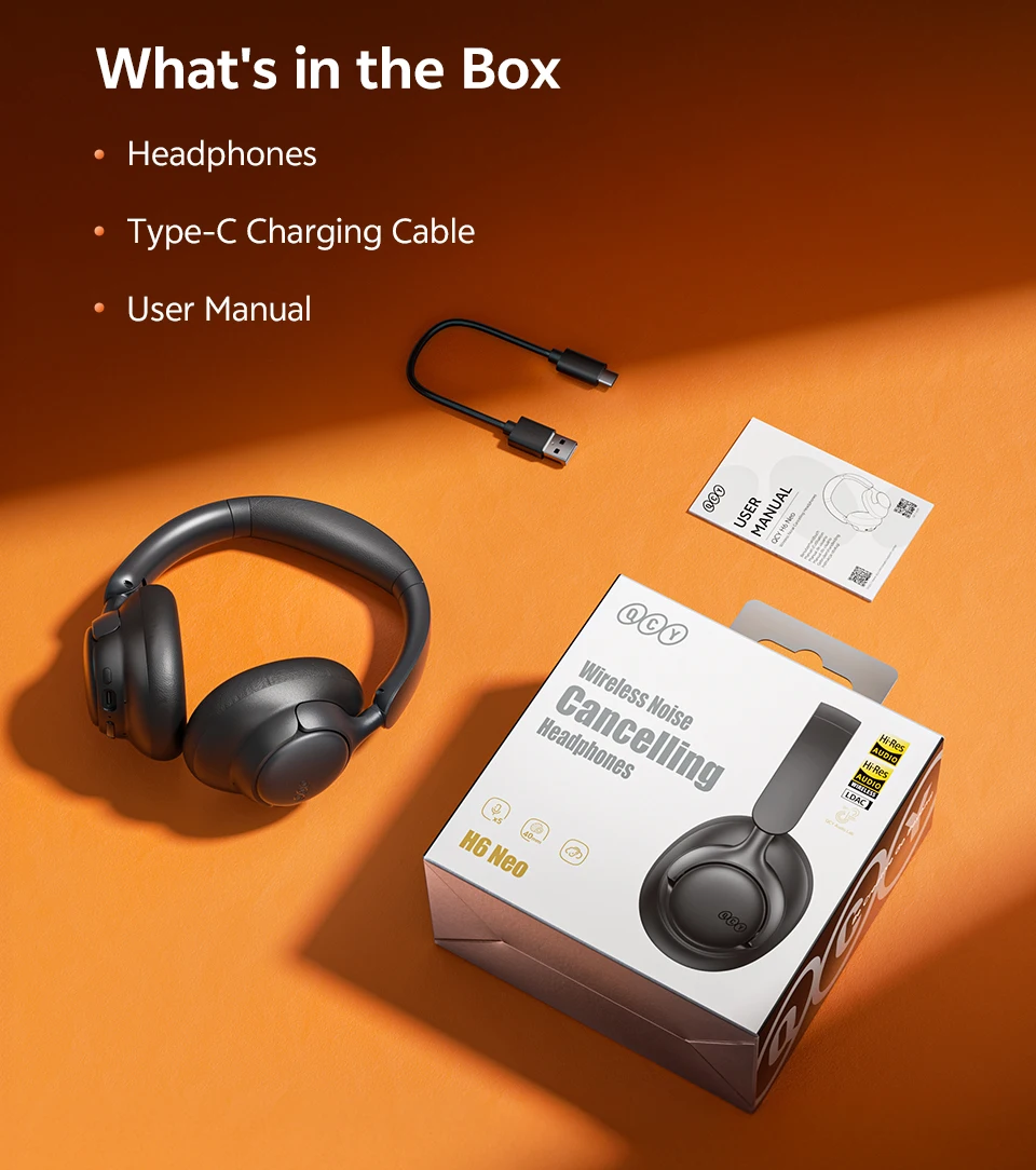 QCY H6Neo Kabellose Kopfhörer 52dB Adaptive Hybrid ANC Bass-Boost-Headsets Hi-Res LDAC Bluetooth 6.0 Spatial Audio Kopfhörer 96H – Detail 20