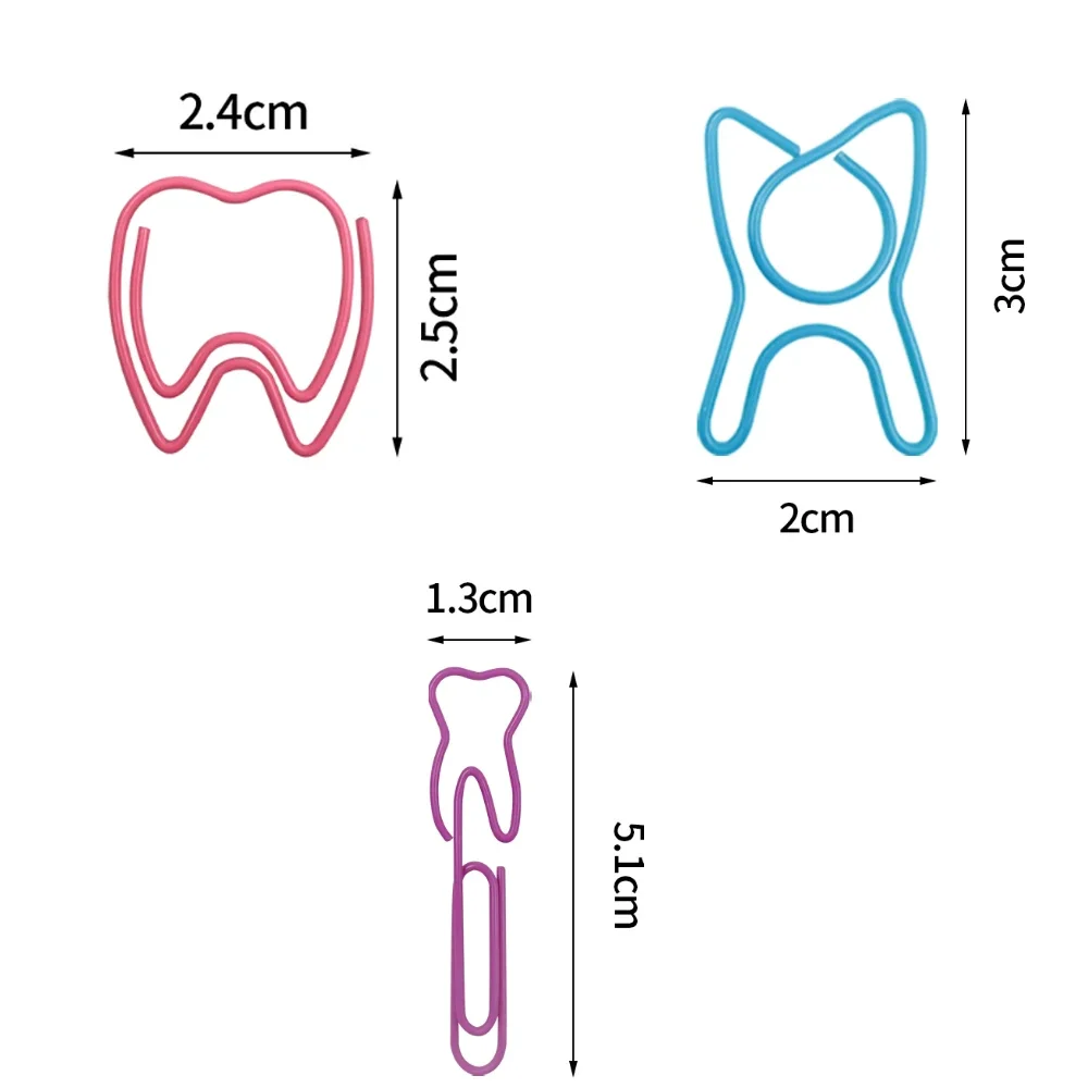

50 шт., милые скрепки в форме зуба, студенческие закладки, зажим для фото, зажим для билетов, креативные канцелярские принадлежности, школьные и офисные принадлежности для клиники