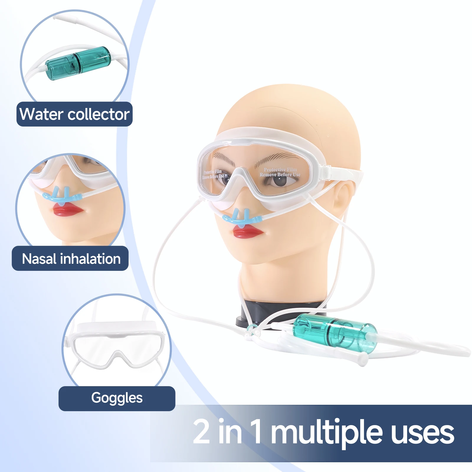 Hydrogen Eye Mask Glasses Patches Molecular H2 Gas Goggles Hydrogen Nasal Eye Inhalation Shield 2 in 1(Eye, Nose)