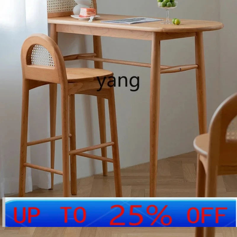 

LTT solid wood bar table bar chair combination small apartment ash wood kitchen high dining table combination