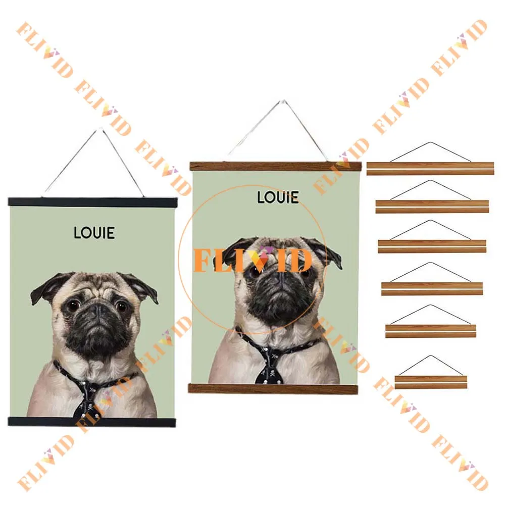 

1pc 21cm-51cm Magnatic Poster Hanger Teak Wood Black White Photo Frame Canvas Painting Frame Gold Black Walnut Wall Frame