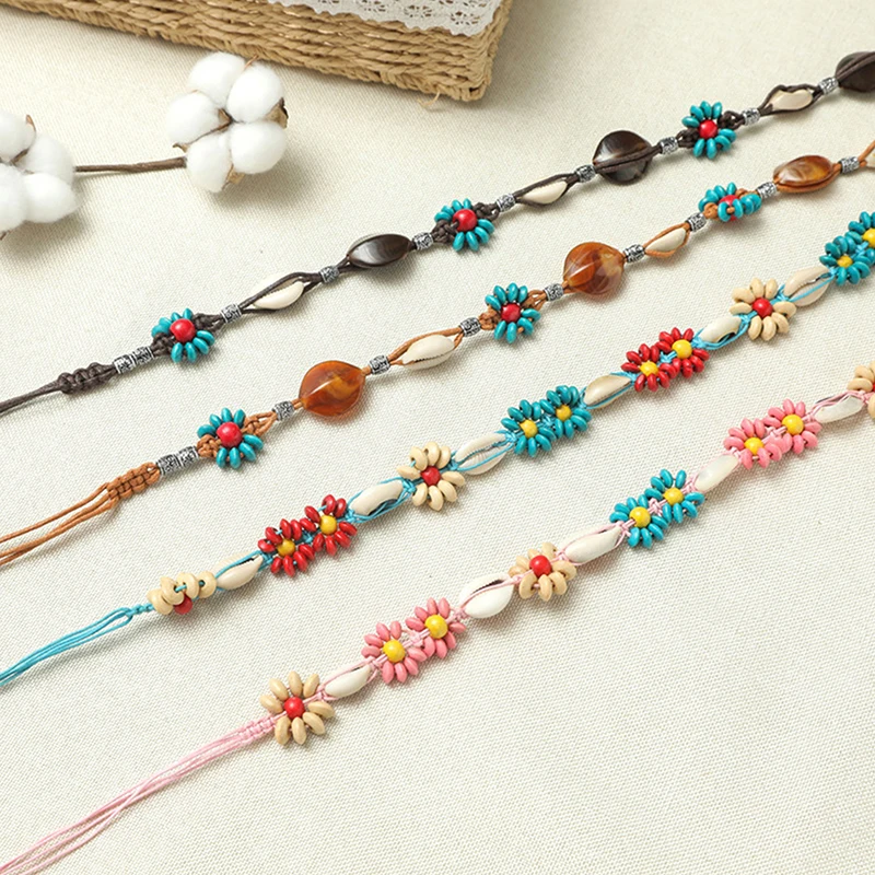 Bohemian Style Woven Waist Rope Ethnic Style Beaded Women Belt Casual Vacation Style Waist Rope Clothing Accessories Gifts
