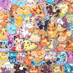 Bonito Pokemon Anime Adesivos para crianças, Pikachu, Eevee, Charman, decalques dos desenhos animados, DIY, caixa do telefone, laptop, brinquedos, 10 pcs, 30 pcs, 50 pcs, 100pcs 10 principais vendas caneca eevee - №6