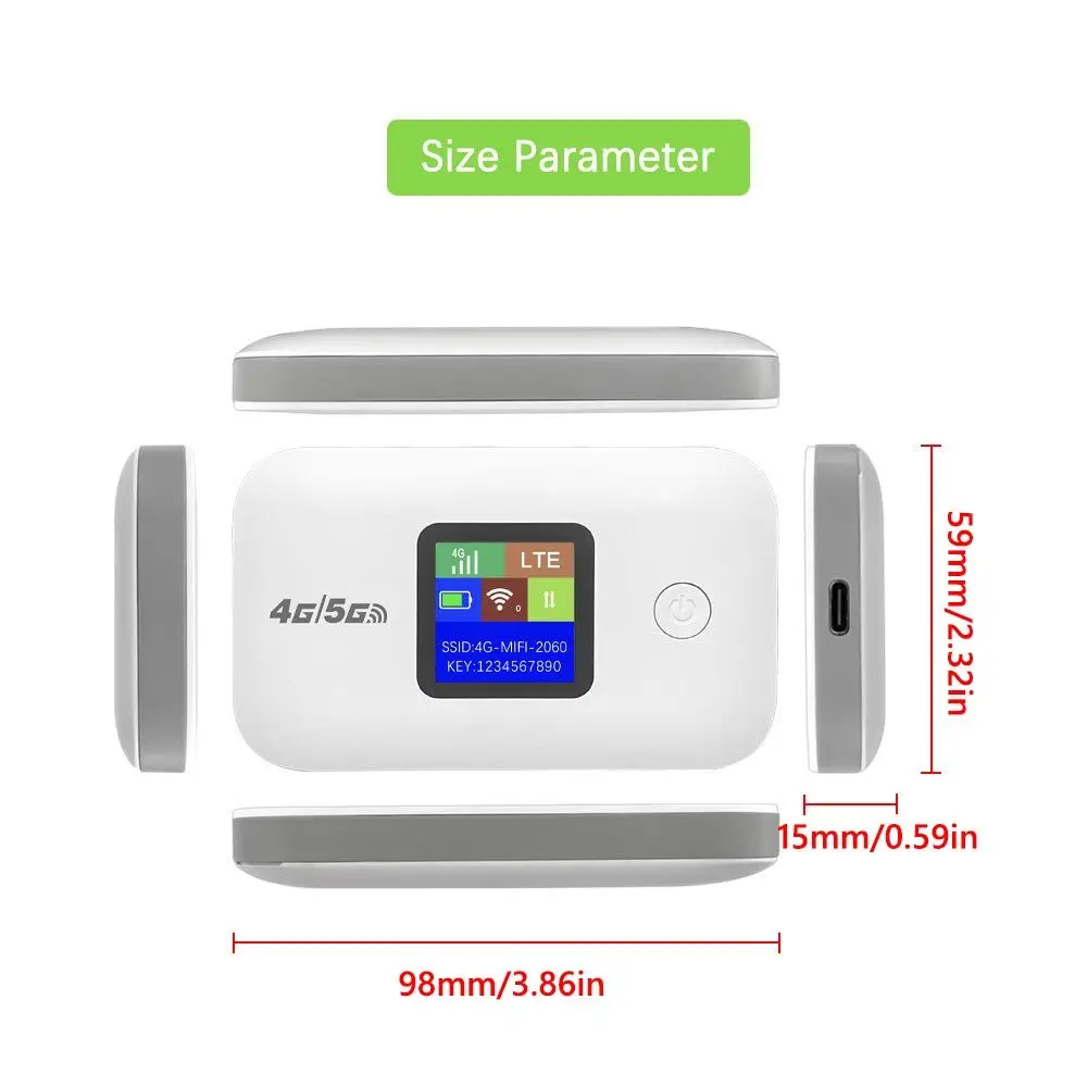 Roteador wi-fi móvel 4g/5g, suporta todos os cartões sim, pequeno, wi-fi móvel, sinal forte, portátil, wi-fi, banda larga, lcd, hotspot mifi