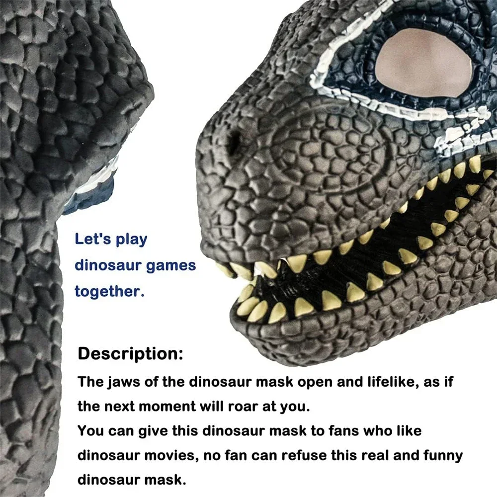 Máscara de dinosaurio de Halloween, tocado de dinosaurio de terror, accesorios de fiesta de miedo Raptor, decoración de Halloween, los mejores regalos para niños