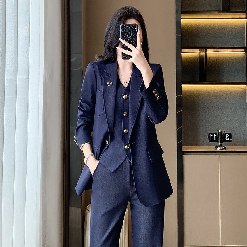 High-end Women's Suit Vest Set2025New Autumn and Winter High-end Fashion Formal Three-piece Suit Workwear