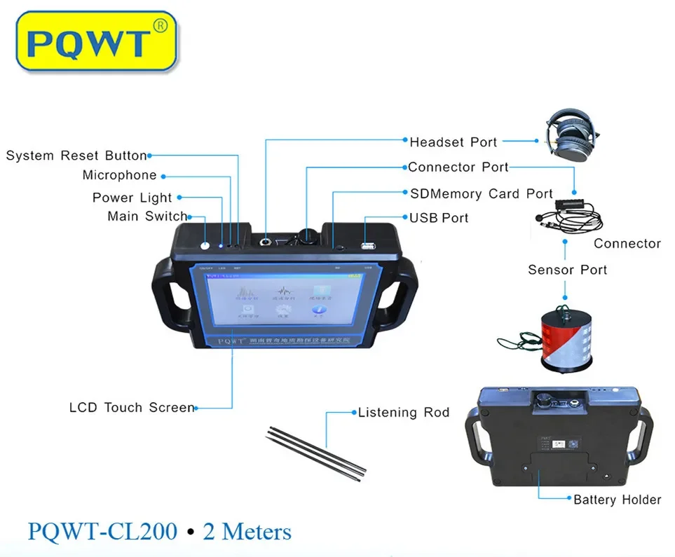 PQWT-CL200 2 Meters Ultrasound Amplifier Leak Detection For Ground Pressure Pipeline Test