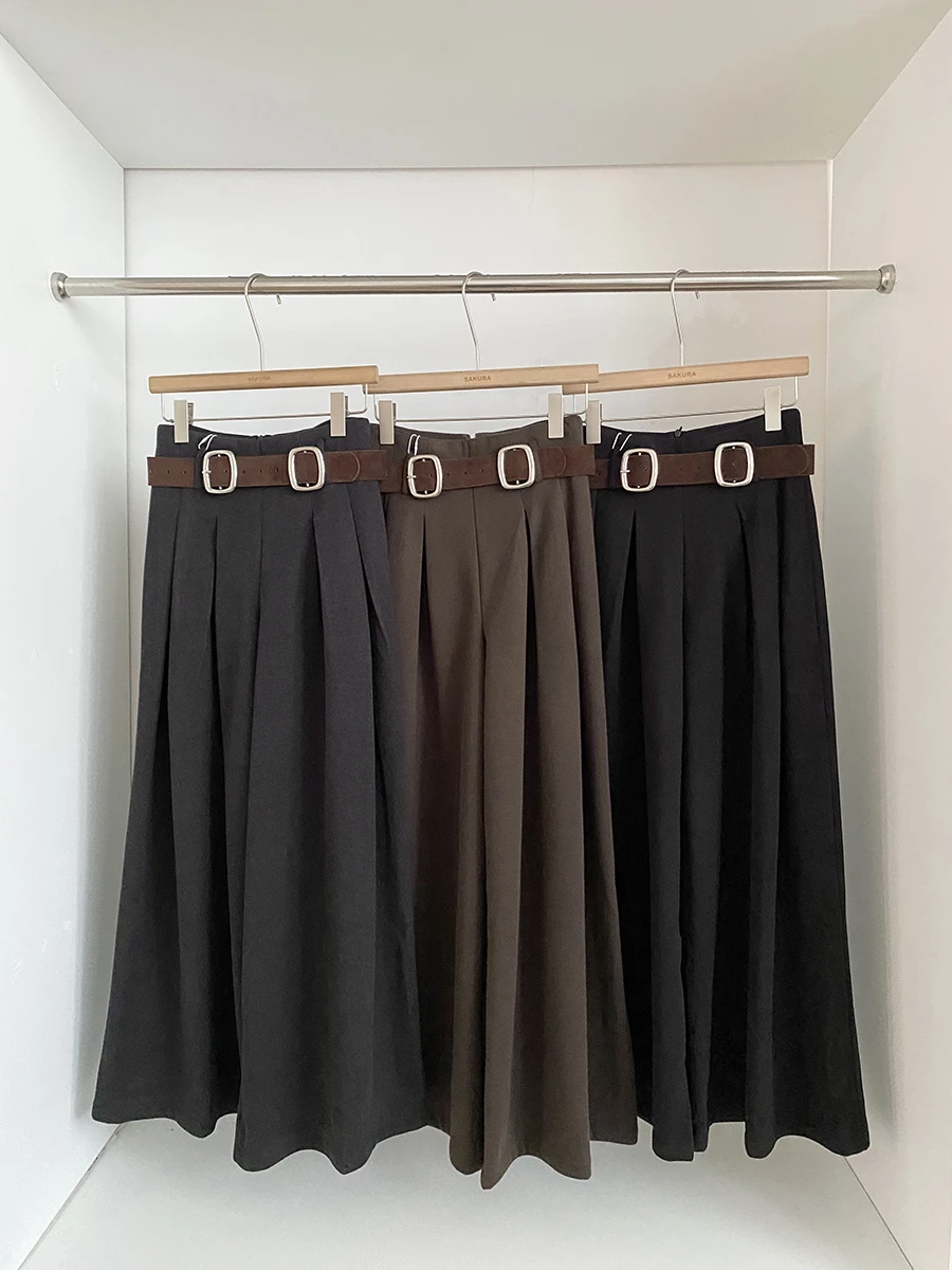 

Модные шерстяные повседневные брюки с высокой талией и широкими штанинами, осенне-зимняя новинка, корейский стиль, шикарные, универсальные, стройнящие, свободного кроя