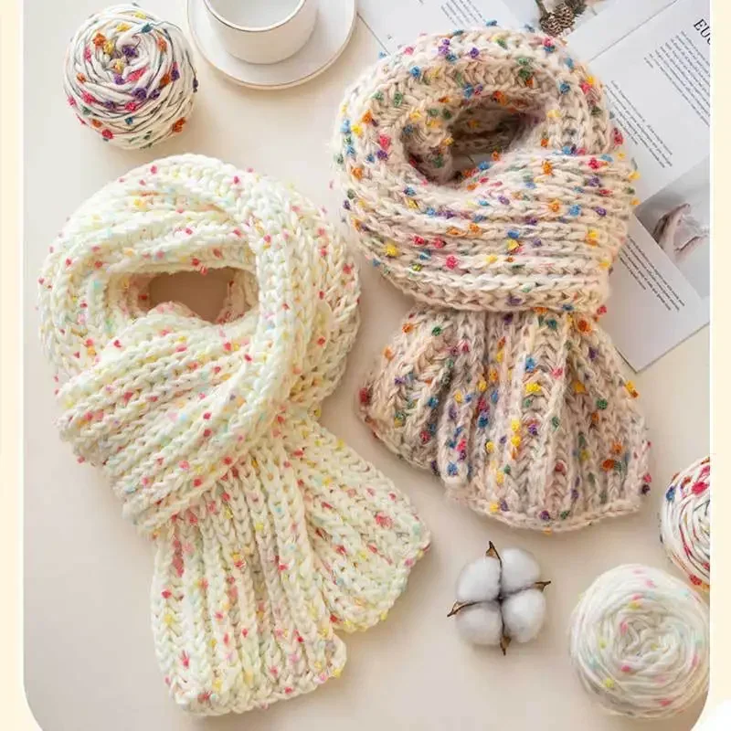 Gradient Rainbow Sugar Scarf Woolen Ball Thread Mohair Colorful Bean Dot Cake Yarn DIY Knitting Crocheting Craft For Sweater Bag