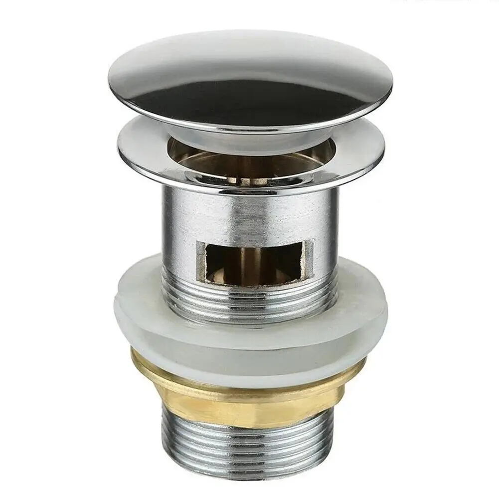 G1 1/4 BSPP threaded Basin Sink Waste Slotted Pop Up Click Clack Sprung Plug with Overflow for Bathroom Sink Tap