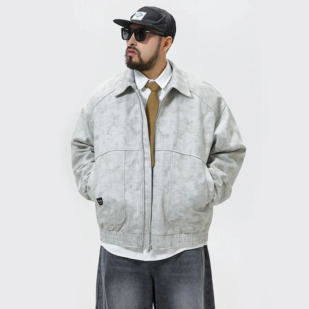 Herren Damen Streetwear Mode Lose Lässige Übergroße Wildleder Bomberjacke Cargo-Jacke Paar Frühling Herbst Große Größen Mantel Oberbekleidung