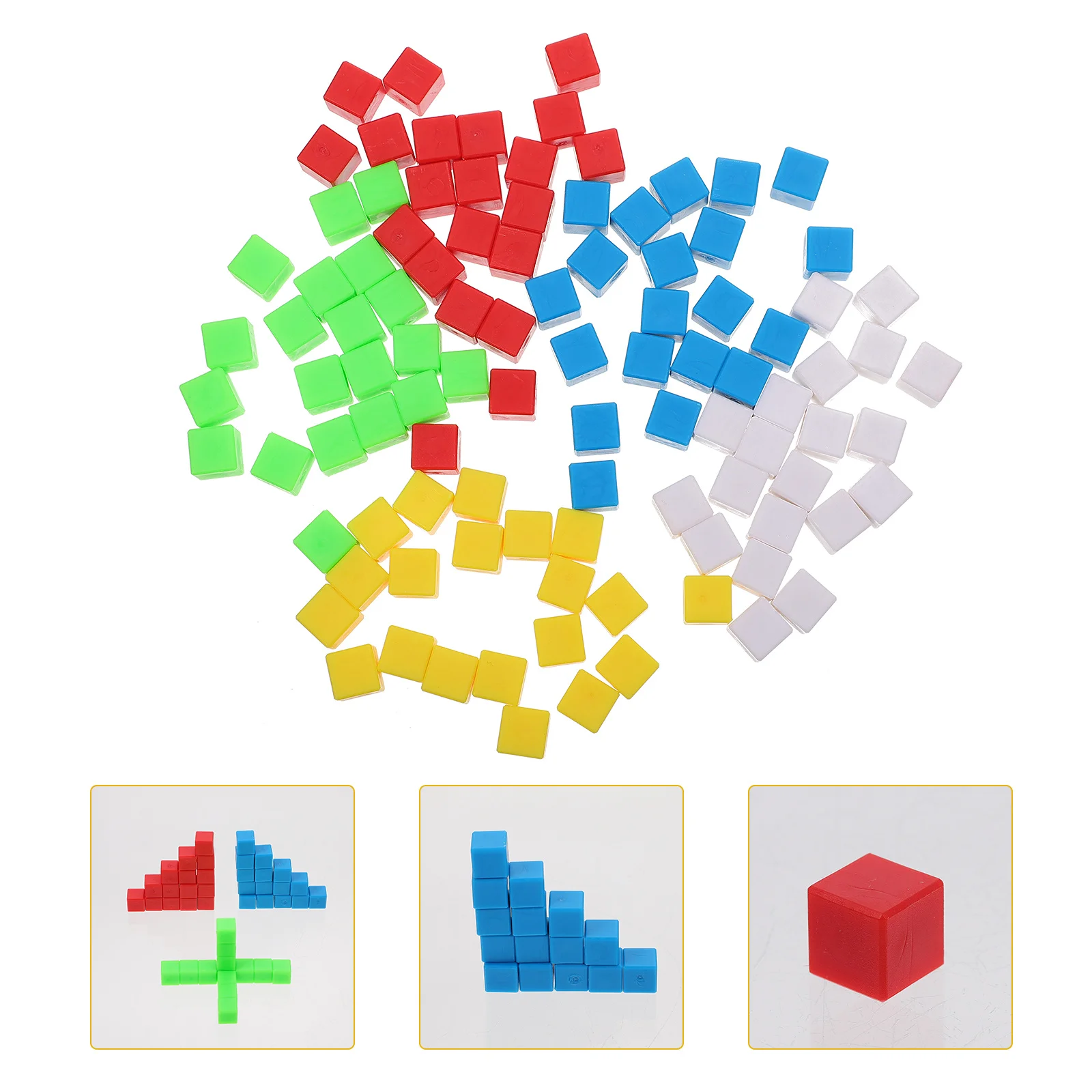 100 Uds. Cubos de enseñanza de geometría matemática, bloques de desarrollo de inteligencia sensorial educativa de plástico, enseñanza de aprendizaje creativo
