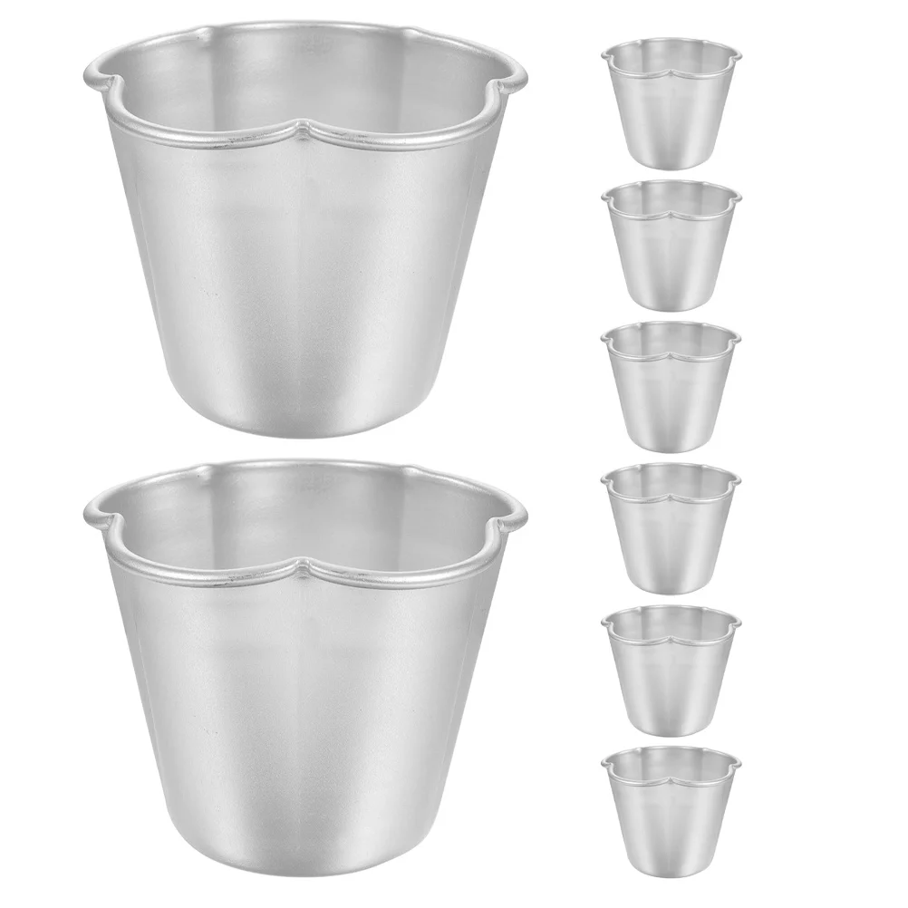 

8Pcs Baking Mold Flower Shape Aluminum Nonstick Round Tartlet Molds Mini Cupcake Pan Pudding Cups Bakeware Pudding Cup Molds