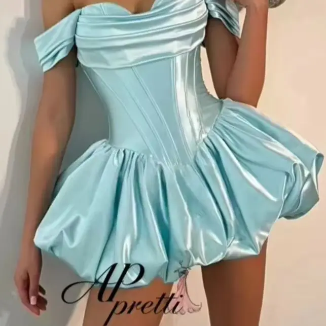 AP pretti Customized Vintage Satin Sweetheart Prom Gown Mini A Line Elegant Off The Shoulder Formal Cocktail Dress Photoshoot