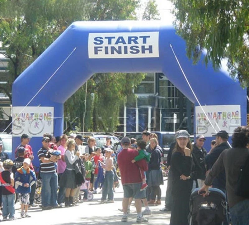 gate for event Personalized logo blue advertising angle inflatable race arch start and finish line arches