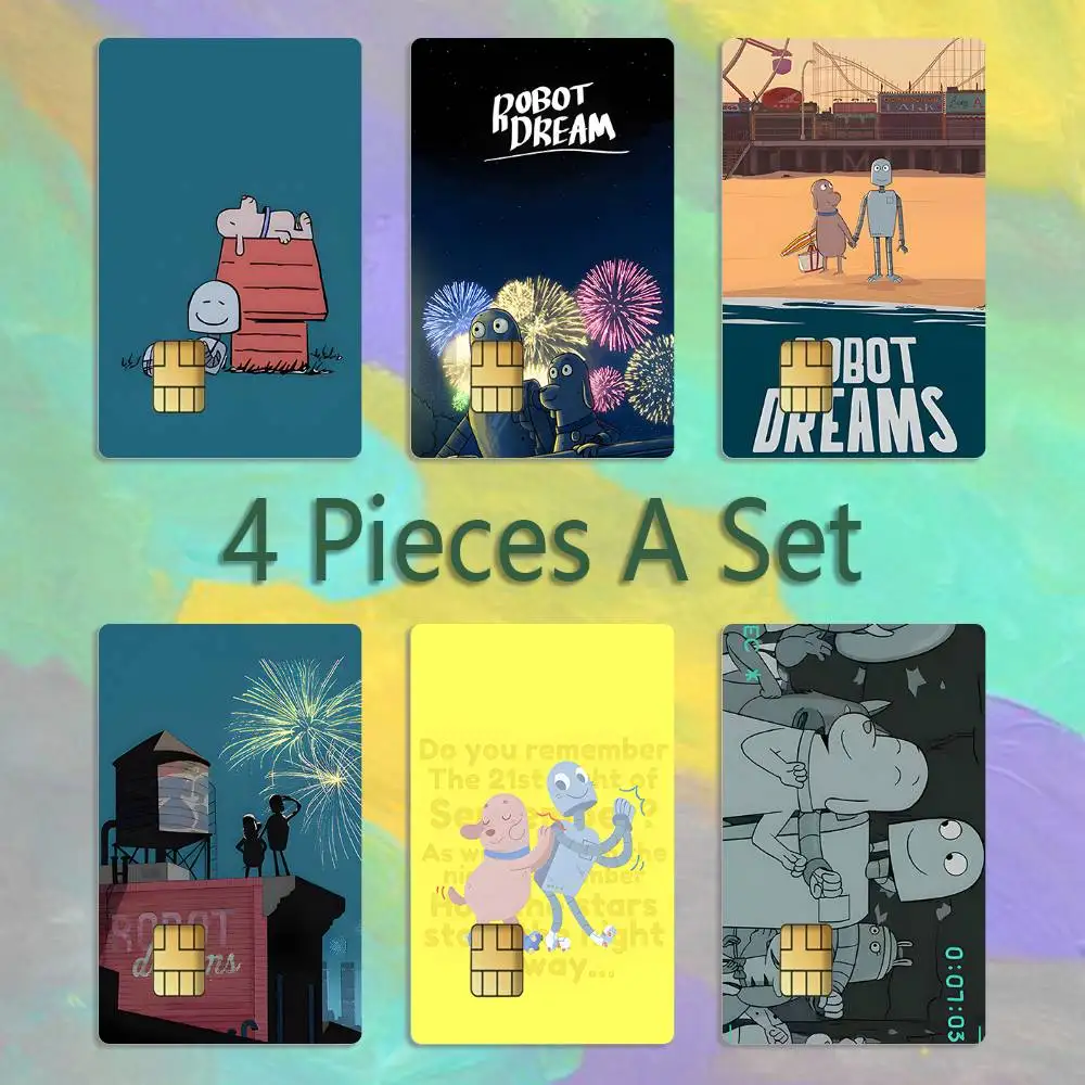 

Cartoon R-RobotS D-DreamsS Credit Card 4PCS Anti-scratch Waterproof Stickers for Bank Debit Decorative Protection