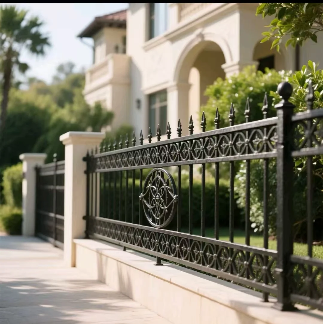 

cj-High Quality Luxury Modern Style Cast Wrought Iron Custom Color ISO Certified Rust Resistant Terrace Balustrades Handrails@