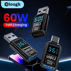 Elough 60W Fast Charge USB 3.2 USB C Digital Display Adapter USB To Type C Converter 10Gbps Data Transafer Adapter For Laptop