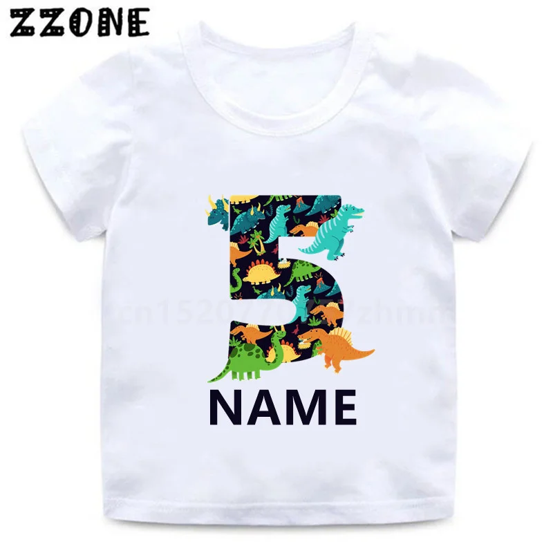 Boys T Shirts Happy Birthday 1 2 3 4 5 6 7 8 9 Years Kids Tshirt Cartoon Dinosaur T-shirts Children Tops Girls Clothes,HKP2684